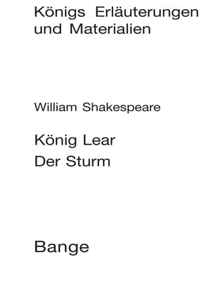 cover image of König Lear / Der Sturm (King Lear / the Tempest). Textanalyse und Interpretation.